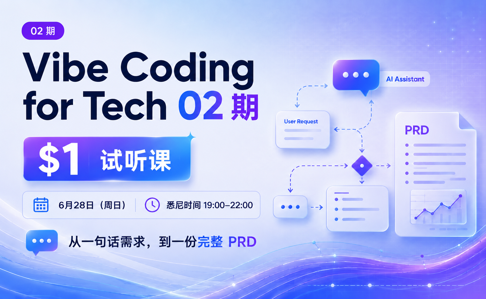【$1 试听 · 线上】Vibe Coding for Tech 02 期 · 试听