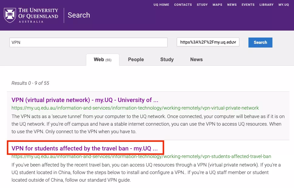 VPN for students affected by the travel ban